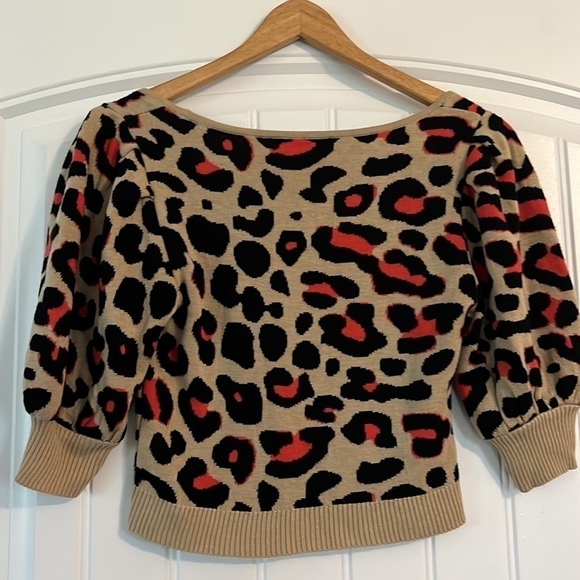 Asos Leopard Knit crop Top Size 4 or small - Picture 4 of 5